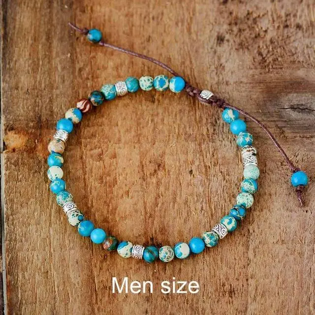 Hand Made Boho Turquoise Beaded Jasper Stacking Bracelet