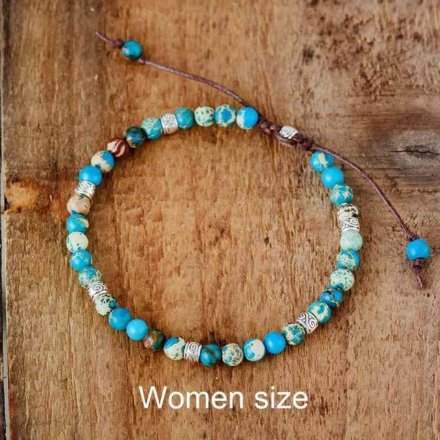 Hand Made Boho Turquoise Beaded Jasper Stacking Bracelet