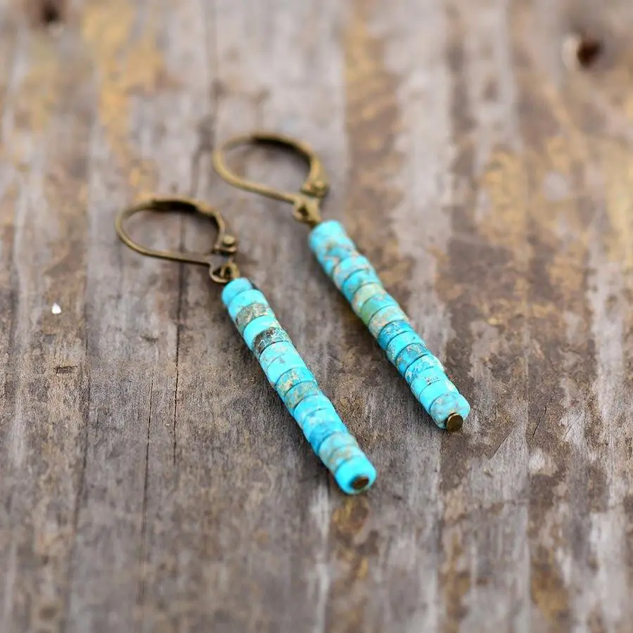 Amelia Bohemian Turquoise Dangle Earrings - Image 9