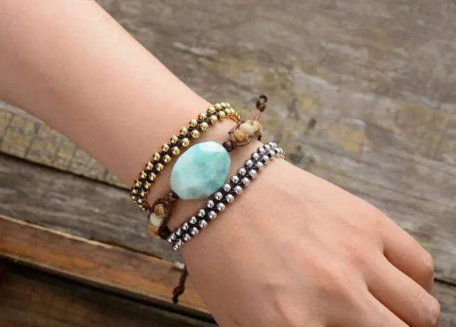 Gold And silver Double Layered Beaded Braided Bracelets