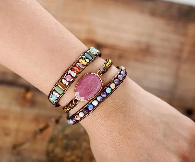 Fancy Bouquet Gemstone wrap bracelet