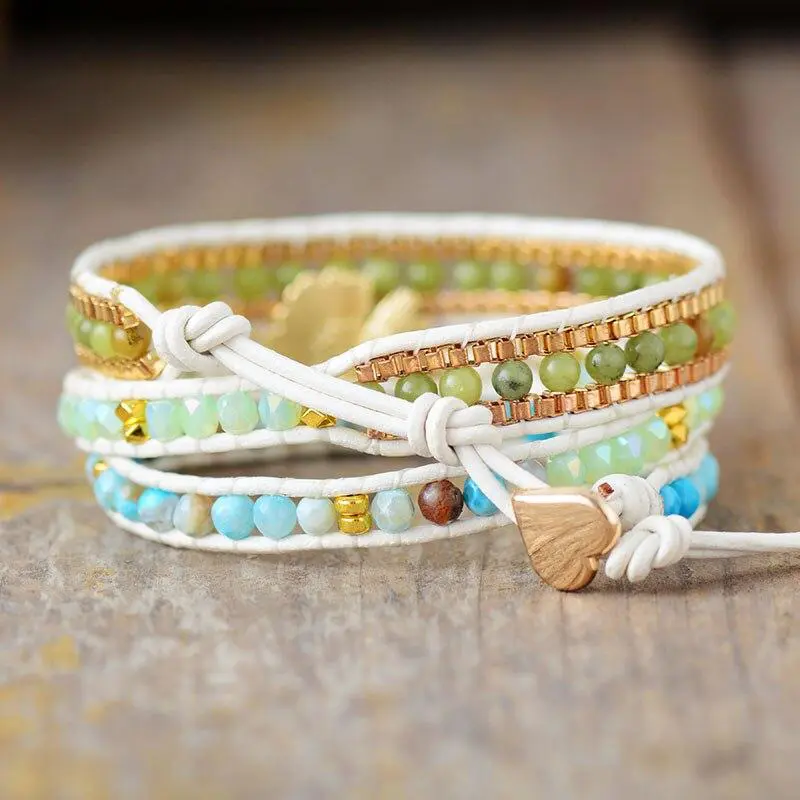 Handmade Daisy Charm wrap bracelet for women - Treasure Jewelry