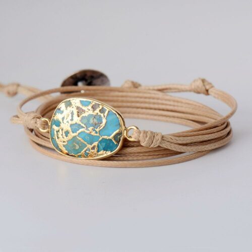 Treasure Jewelry | Gold &Turquoise Charm Rope Wrap Bracelet