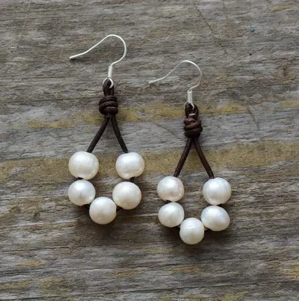 Hand Made Freshwater Pearls Drop Earrings - Wedding Elegant Designed