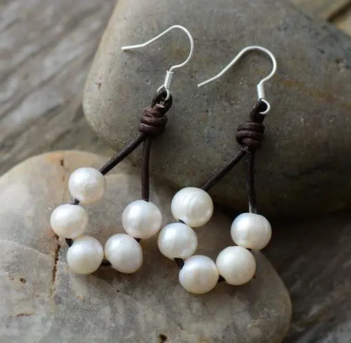 Hand Made Freshwater Pearls Drop Earrings - Wedding Elegant Designed