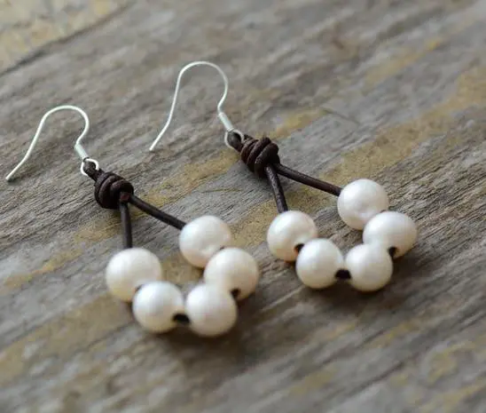 Hand Made Freshwater Pearls Drop Earrings - Wedding Elegant Designed