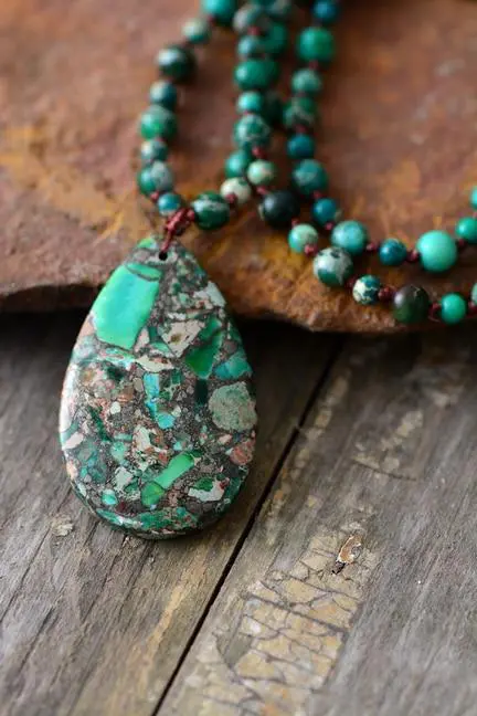 Jungle Tribe -Earth Green Necklace - Jasper Beads