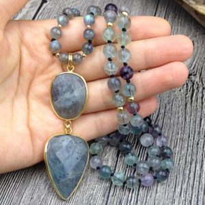 Moon Stone & Labradorite Beaded Necklace