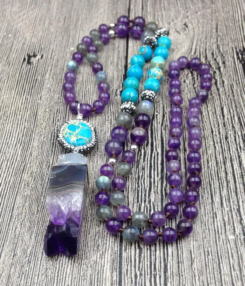 Amethyst Crystal Beaded Necklace - Image 3