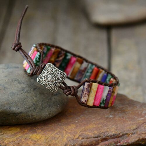 Treasure Jewelry | Hand Made Spring - Full Tube Beaded Boho Cuff Bracelet - 4 STYLES
