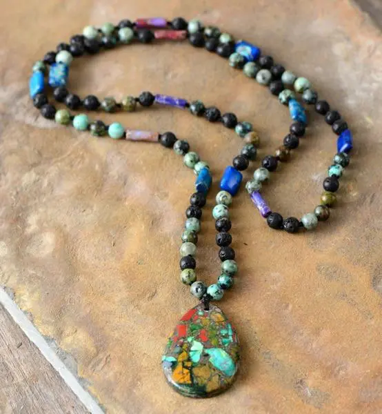 Stone Mix Teardrop Necklace