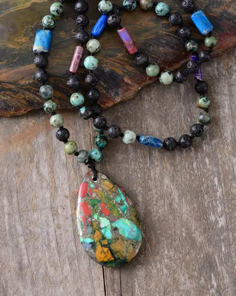 Stone Mix Teardrop Necklace - Image 2