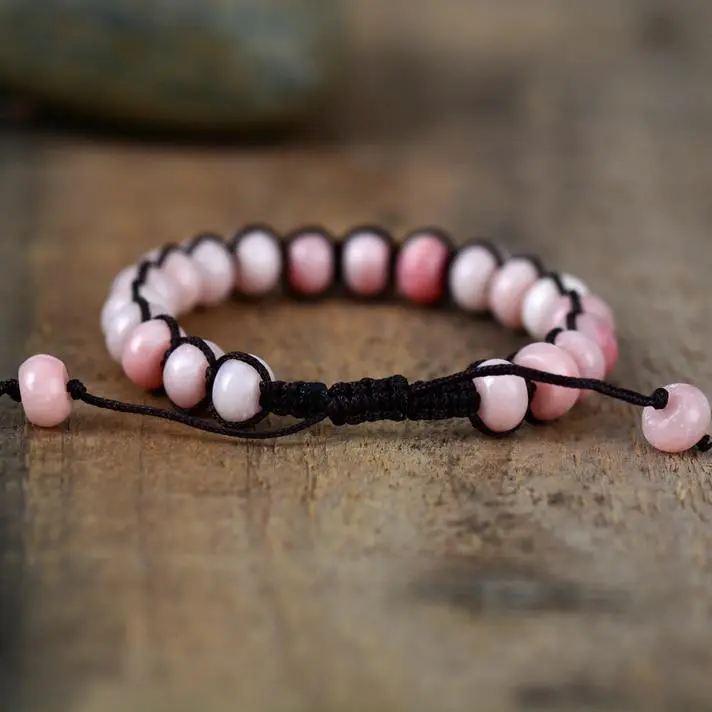 Fantasy Pink - Rhodonite beaded Natural stone Bracelet - Image 3