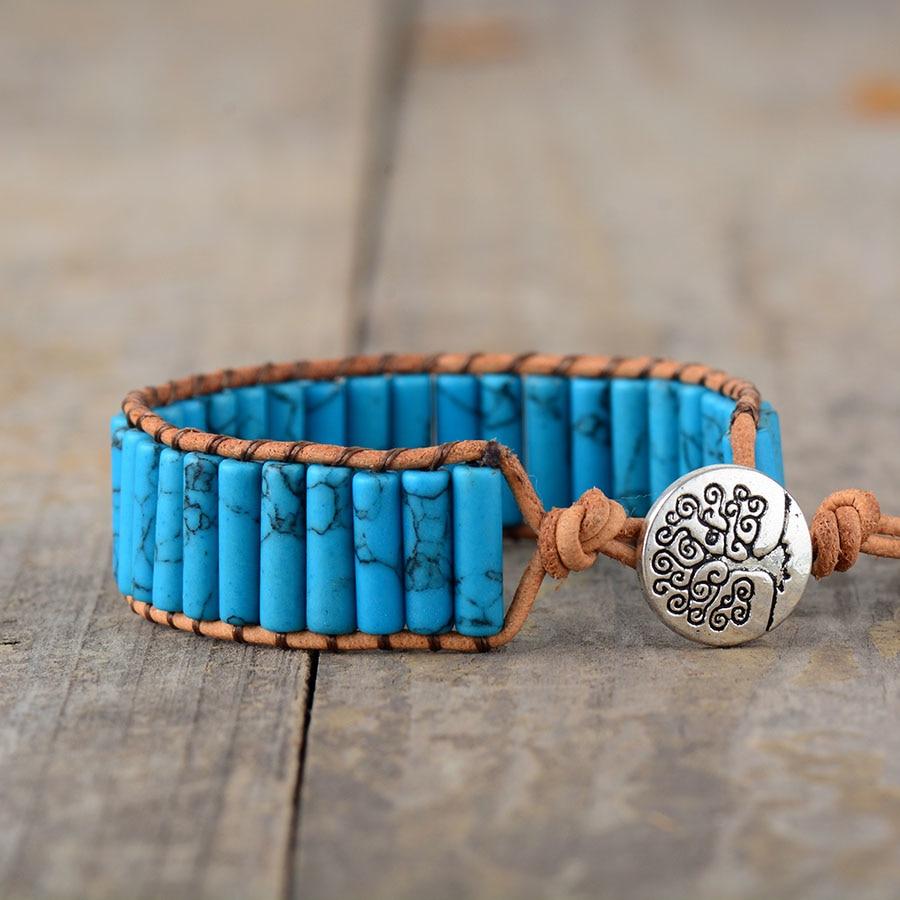 SEA BREEZE BRACELET - Boho Genuine Leather- Blue Ocean Inspired Bracelet