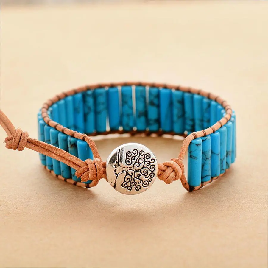 Treasure Jewelry | SEA BREEZE BRACELET - Boho Genuine Leather- Blue Ocean Inspired Bracelet