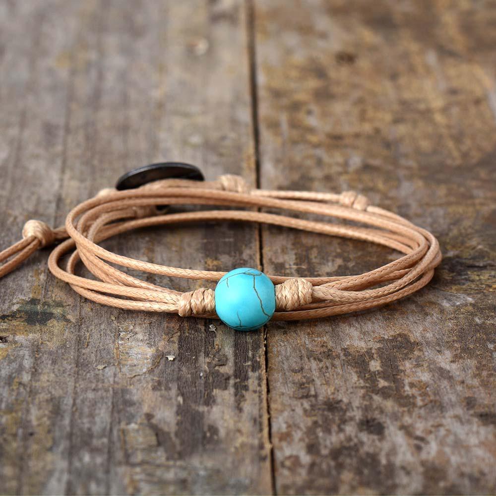 Simple Turquoise Bead - 3 Strands Wrap Bracelet