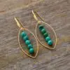 Hand Made Boho vintage Earrings - oval charming leaf and turquoises - Image 4