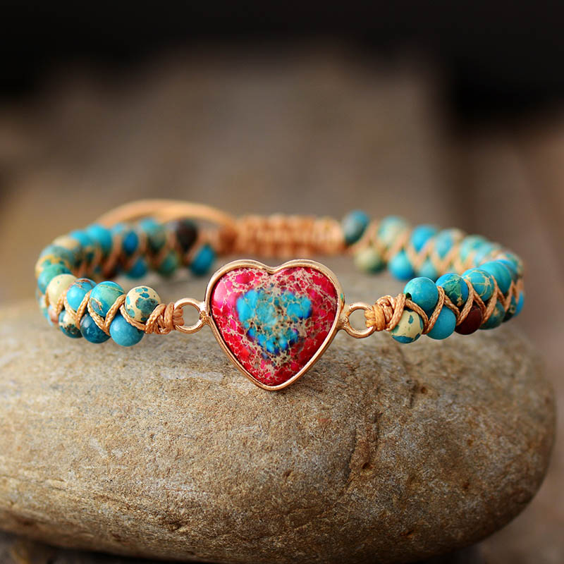 Lilac Heart Charm Braided Bracelet