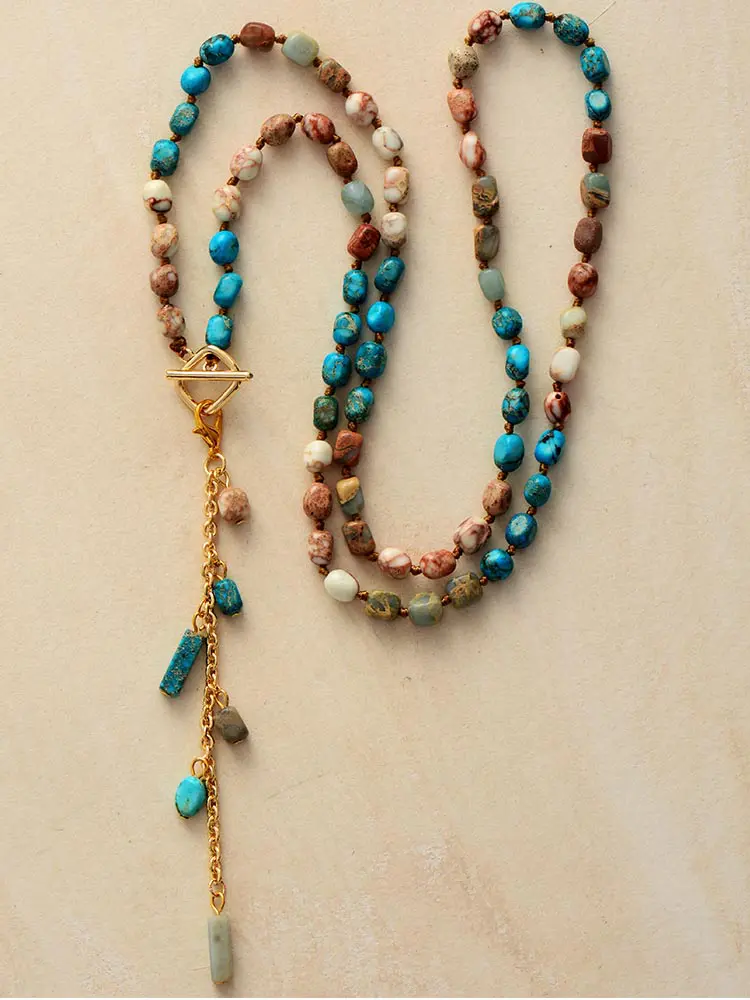 Handmade Gemstone Beads Multi-Colour Necklace | Boho and Hippie - Femly