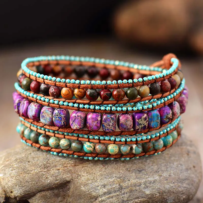 Eternity Violet beaded wrap bracelet - Image 3