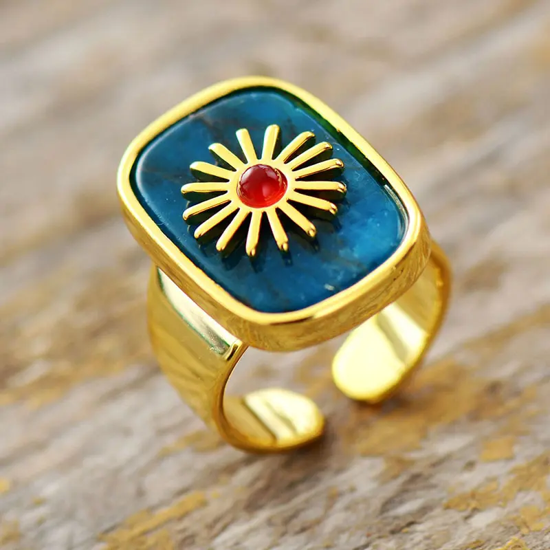 ApatiteGemstone Golden Rings