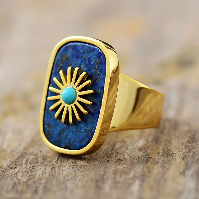 Lapis Gemstone Golden Rings