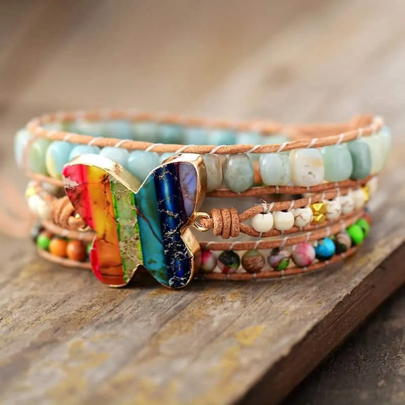 Evie Rainbow Butterfly Wrap Bracelet