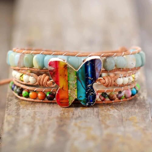 Evie Rainbow Butterfly Wrap Bracelet