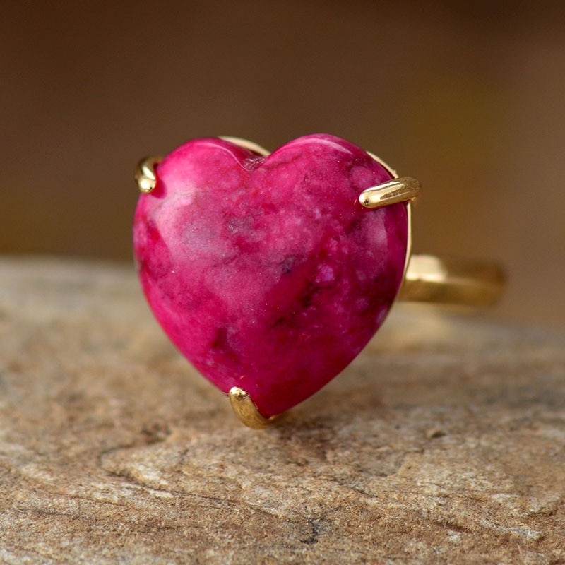 Labra-dora Boho Rings with Heart Gemstones