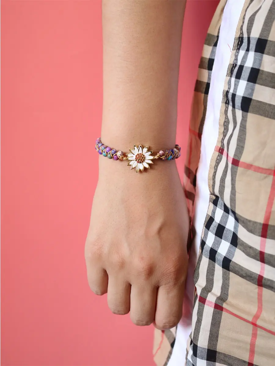 Daisy Charm Braided Bracelet