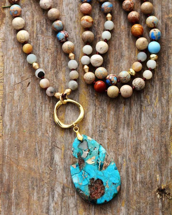 Azure Sky Pendant Beaded Necklace | Treasure Jewelry