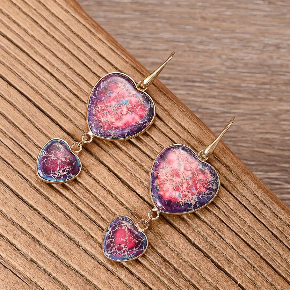 Azalia Dropping hearts Jasper Earrings