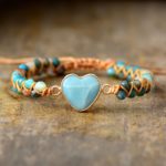 Amazonite Heart Braided Beads Bracelet