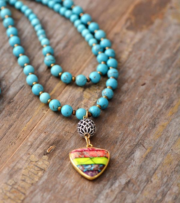 Rainbow Petal Turquoise Beaded Necklace | Treasure Jewelry