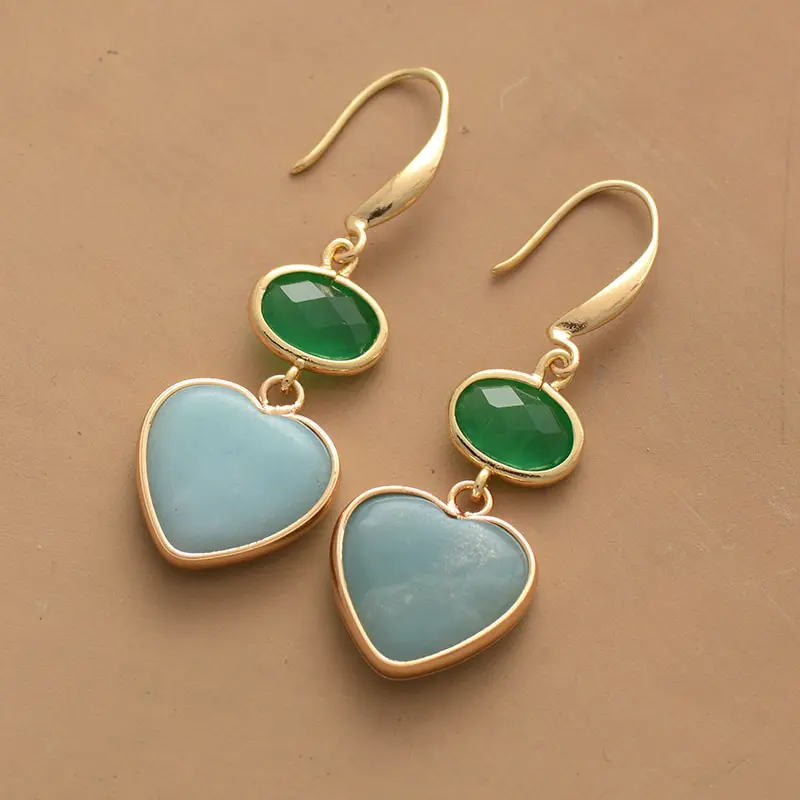 Lunar Heart Amazonite Drop Earrings - Image 2