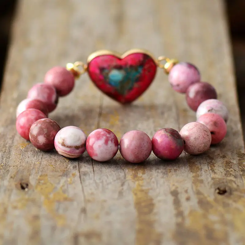 Natural Stone Bracelet Gemstone Bracelet Women Jewelry Jewelry Gifts , Heart Charm Elastic Bracelets