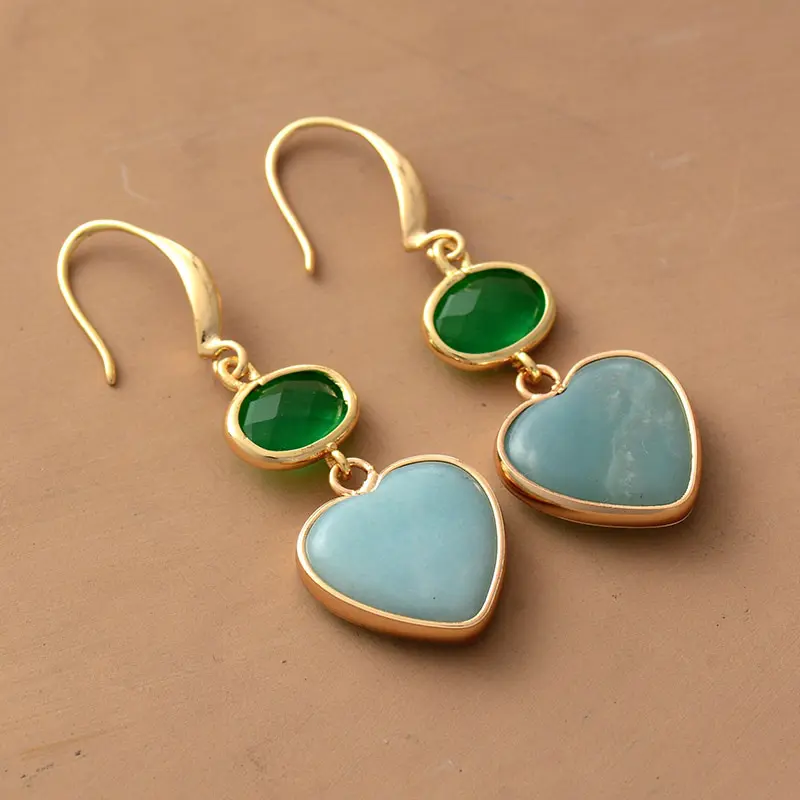 Lunar Heart Amazonite Drop Earrings - Image 3