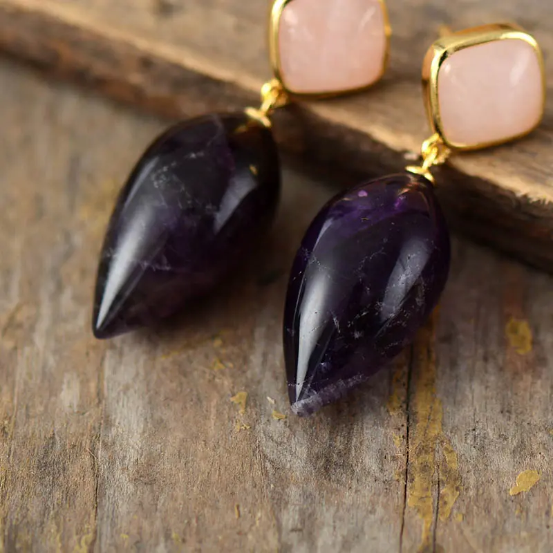 Erica Amethyst Crystal Drop Earrings