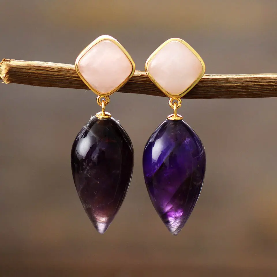 Erica Amethyst Crystal Drop Earrings