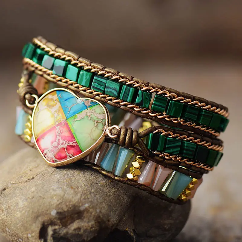 Zinnia Heart Jasper Wrap Bracelet