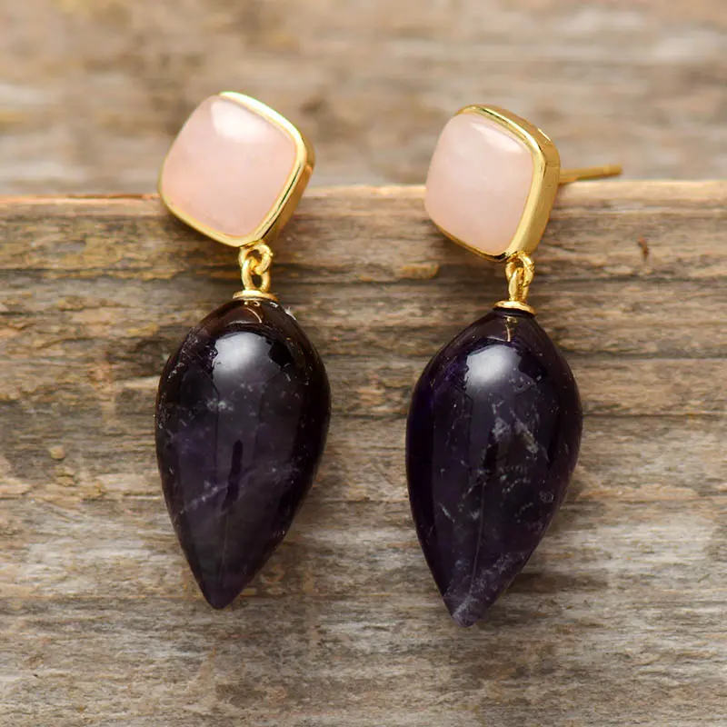 Erica Amethyst Crystal Drop Earrings