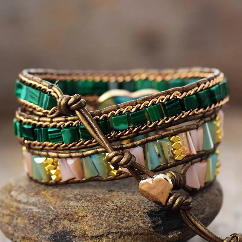 Zinnia Heart Jasper Wrap Bracelet