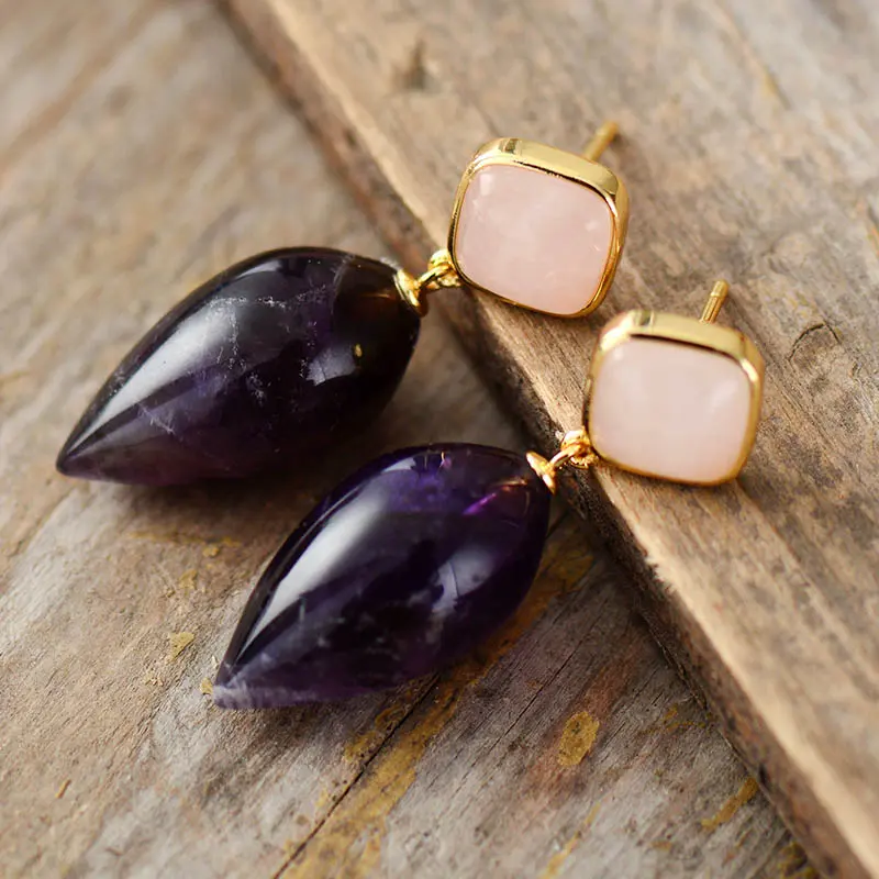 Erica Amethyst Crystal Drop Earrings