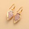 Callista Arrowhead Rose Quartz Drop Earrings - Image 3