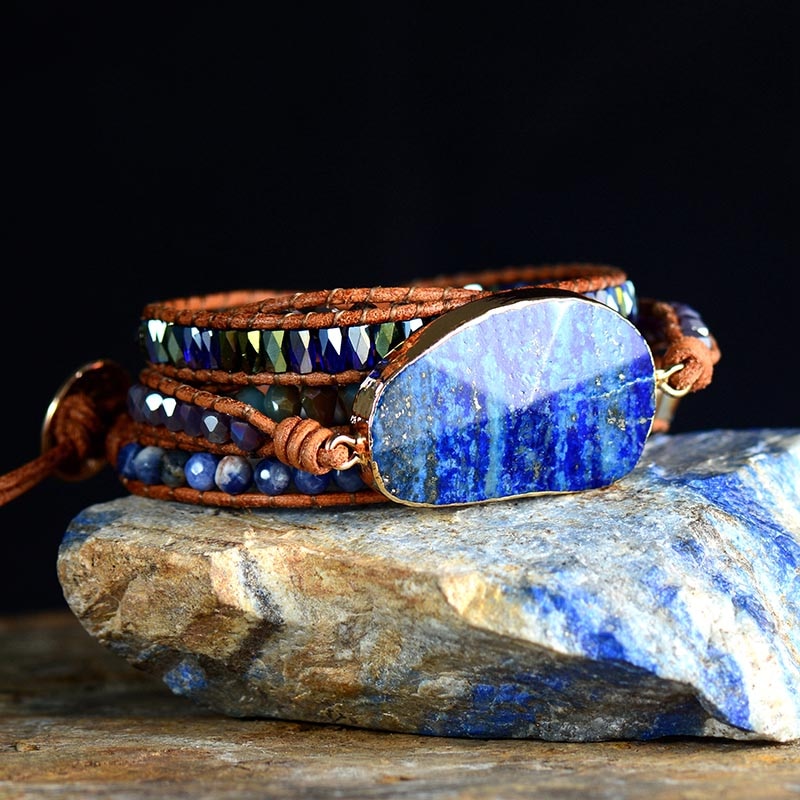 Lapis Lazuli Stone Bohemian Wrap Bracelet