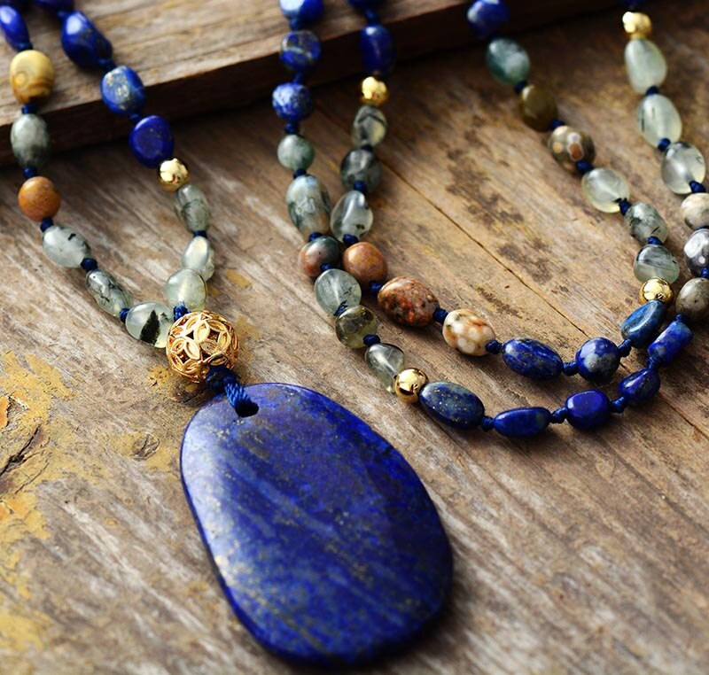 Starry Nights Blue lapis Stone Necklace