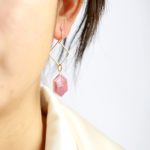 Blossom Rhodonite Hexagon Drop Earrings -Bohemian Gemstone Earring