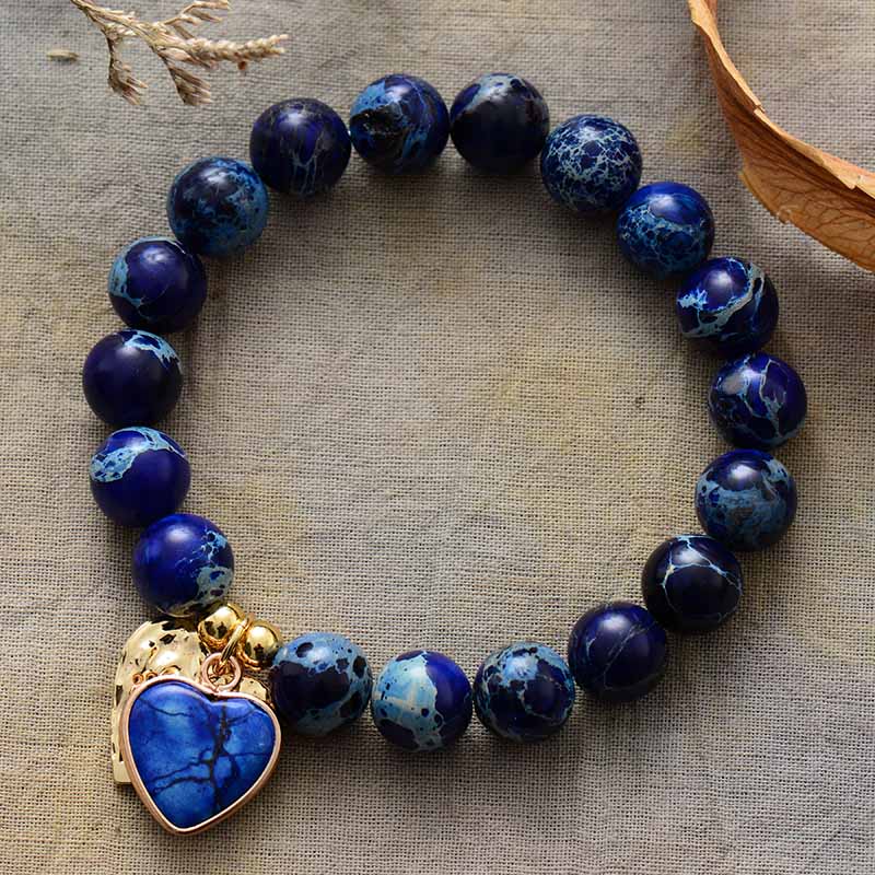 Hyacinth Heart Charm Stretchy Bracelet