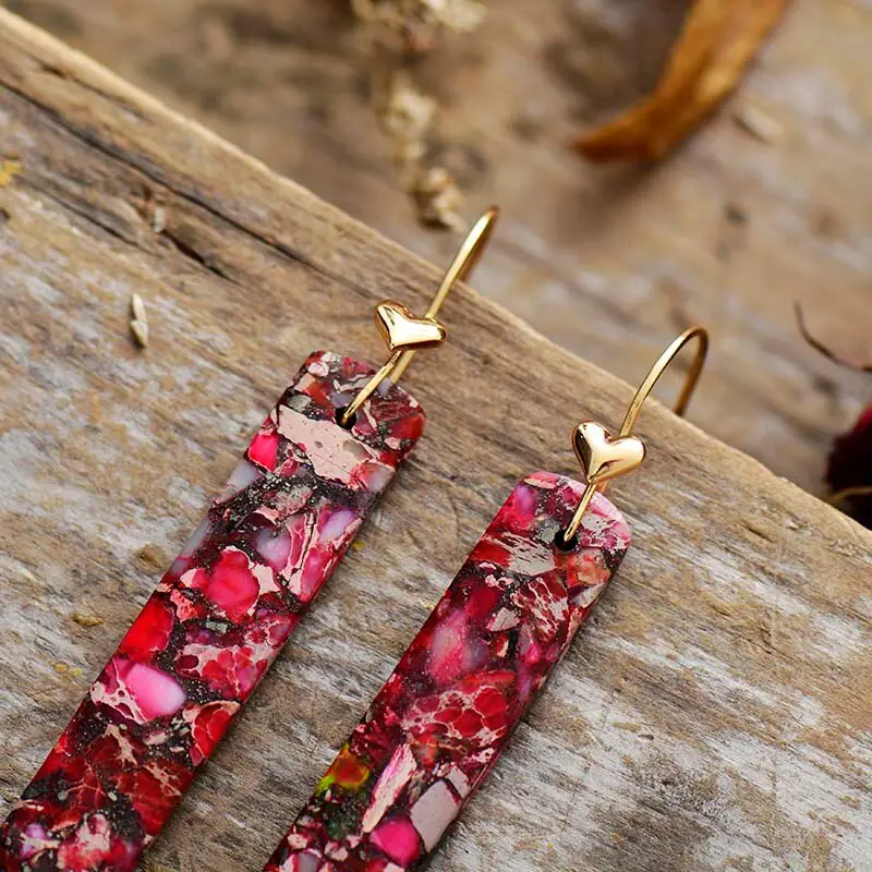 Mabel Heart Red Stone Earrings
