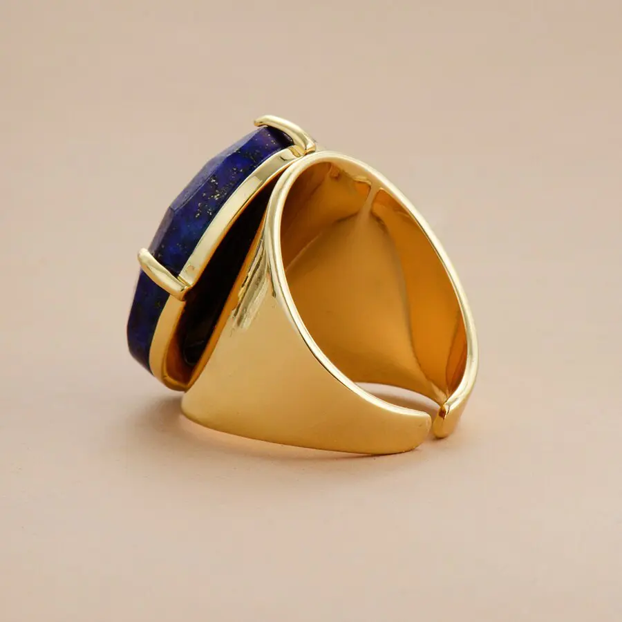 Lapis Lazuli Ring gold/Silver plated metal Adjustable Size